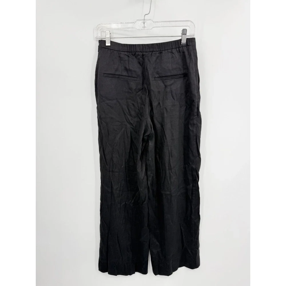 Babaton‎ Aritzia parity Wide Leg Trousers sz 2 Black Linen Blend High Waist